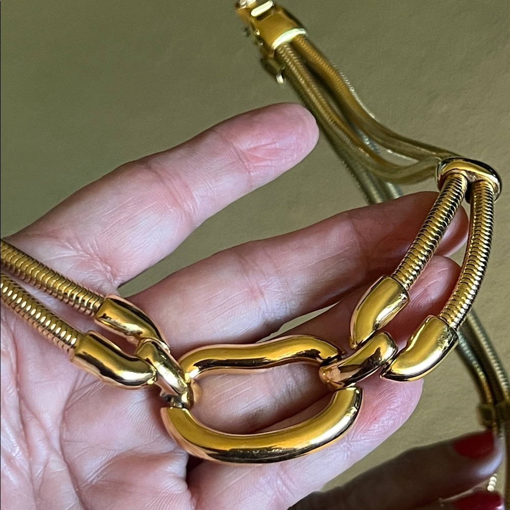 Vintage Monet Bold Link Gold Double Snake Chain Necklace 1960’s-1970’s - Picture 12 of 12